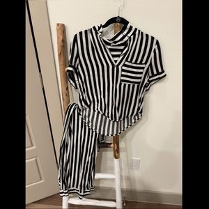 Free People striped PJ set.